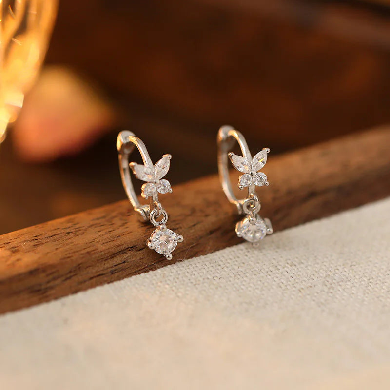 S925 Silver Delicate Zirconia Butterfly Earring