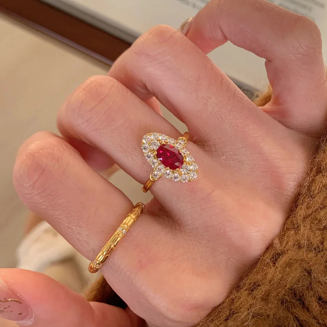 Retro Exquisite Red Cubic Zirconia Ring