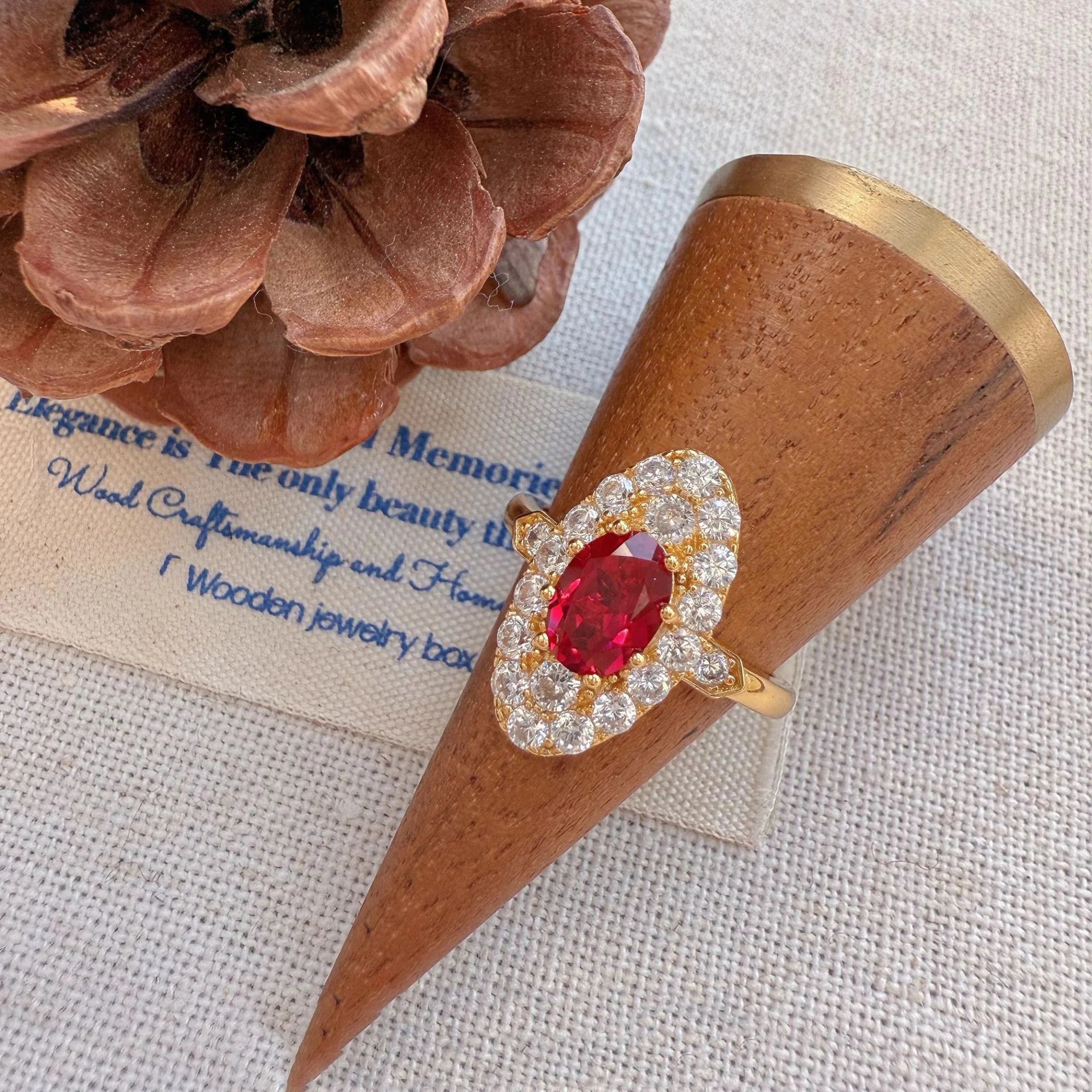 Retro Exquisite Red Cubic Zirconia Ring