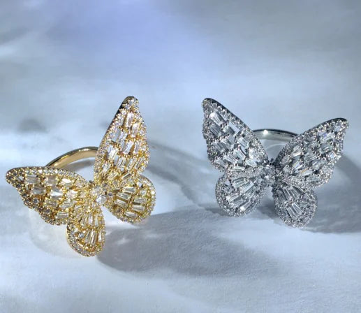 Hoteselling Zircon Butterfly Open Ring