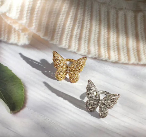 Hoteselling Zircon Butterfly Open Ring