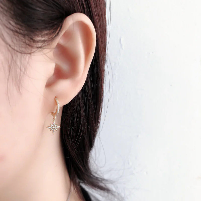 S925 Sterling Silver Star Moon Ear Clips