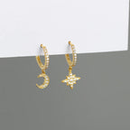 S925 Sterling Silver Star Moon Ear Clips