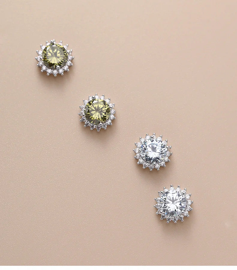 S925 Sterling Silver Sunflower-shaped Earrings