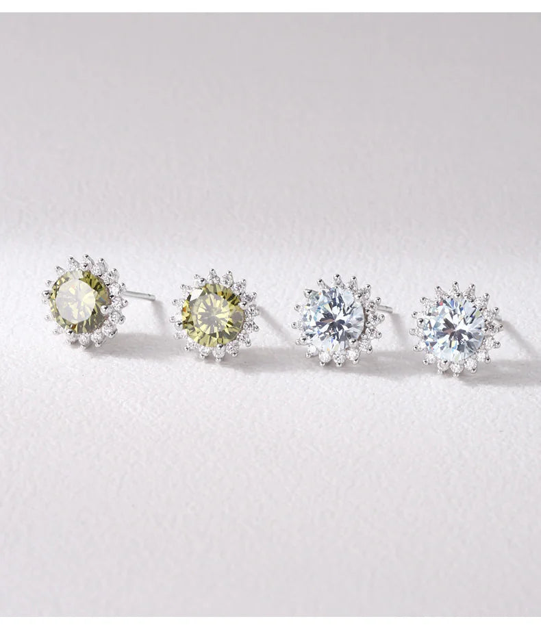 S925 Sterling Silver Sunflower-shaped Earrings