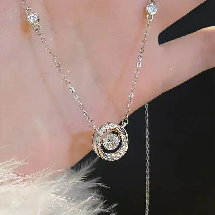 Trendy Bezel Setting Round Necklace