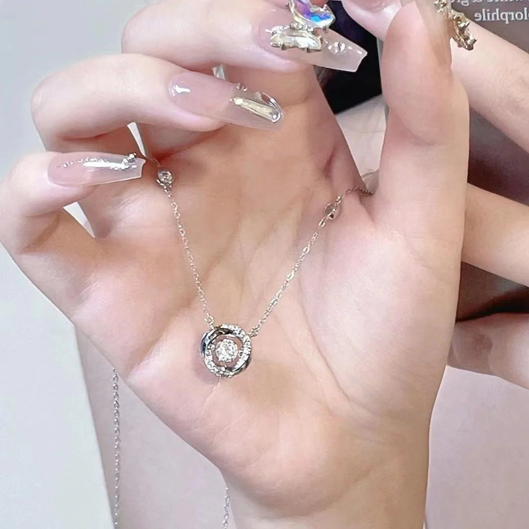 Trendy Bezel Setting Round Necklace
