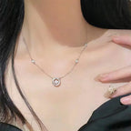 Trendy Bezel Setting Round Necklace