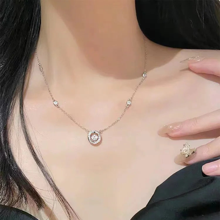 Trendy Bezel Setting Round Necklace