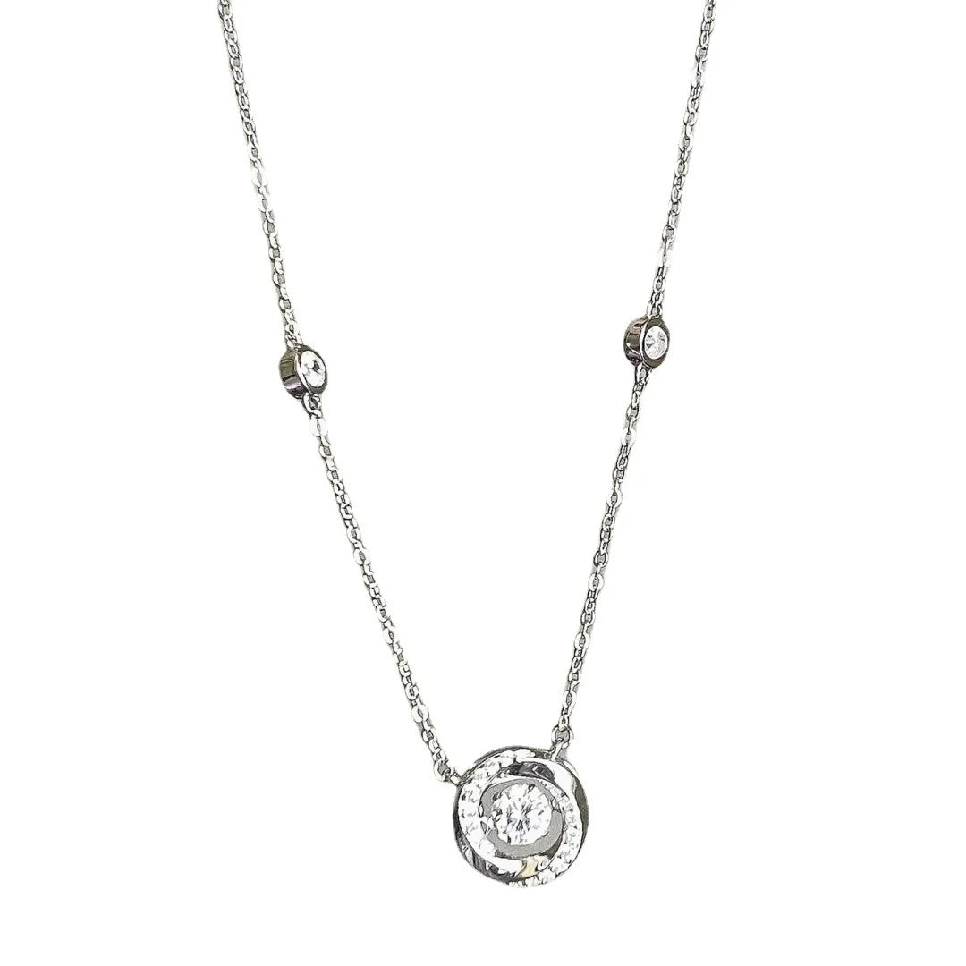Trendy Bezel Setting Round Necklace
