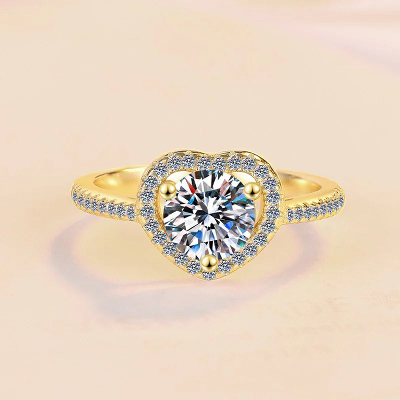 1Ct Moissanite Heart Trendy love Ring