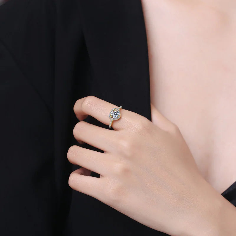 1Ct Moissanite Heart Trendy love Ring