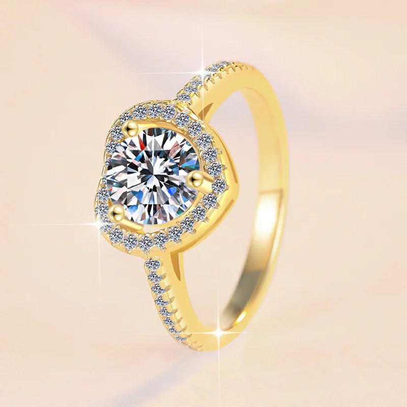 1Ct Moissanite Heart Trendy love Ring