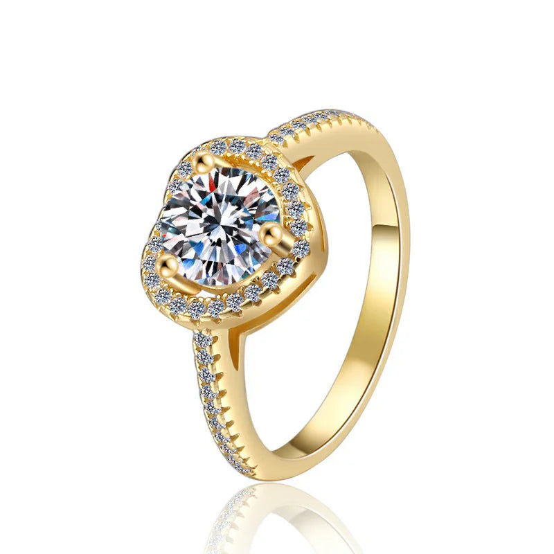 1Ct Moissanite Heart Trendy love Ring