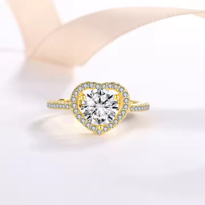 1Ct Moissanite Heart Trendy love Ring