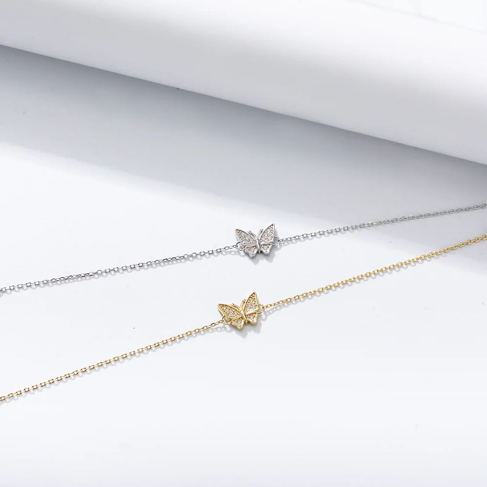 Classic Beautiful Silver Butterfly Charm Bracelet