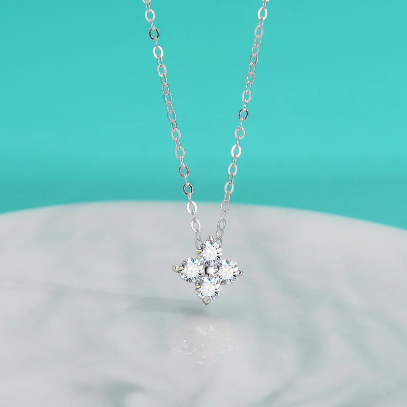 Four Leaf Clover Moissanite Necklaces 925 Silver