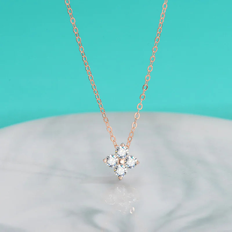 Four Leaf Clover Moissanite Necklaces 925 Silver