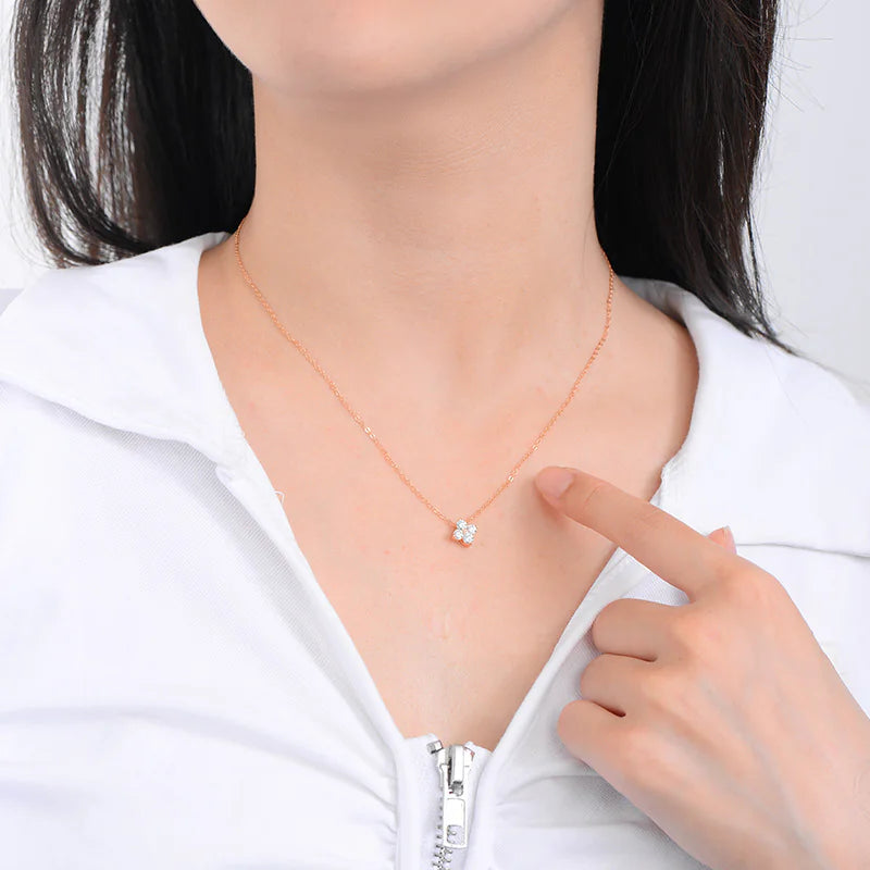 Four Leaf Clover Moissanite Necklaces 925 Silver