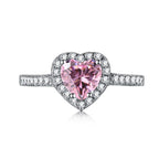 New S925 Silver Pink Heart-shaped Ring