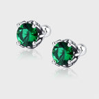 Fashionable 925 Silver Emerald Stud Earrings