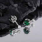 Fashionable 925 Silver Emerald Stud Earrings