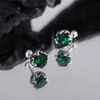 Fashionable 925 Silver Emerald Stud Earrings