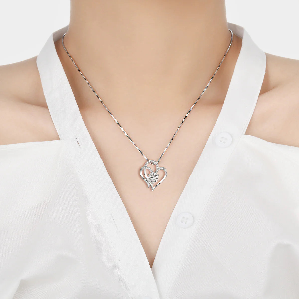 Fashion Elegant Zirconia LOVE Heart Necklace