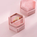 S925 Silver Entwined Heart Gold Zircon Ring