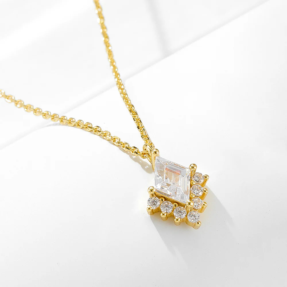 Luxury 925 Silver Rhomb Pendant Necklaces