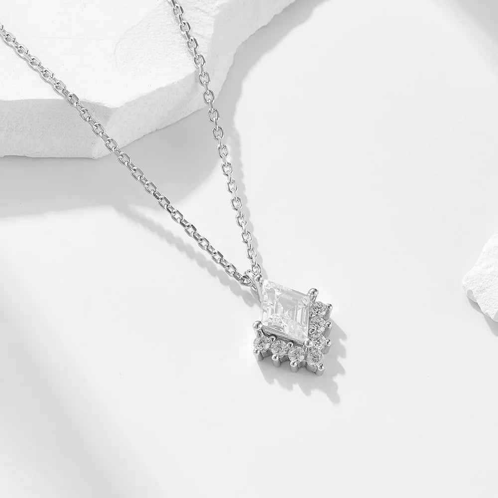 Luxury 925 Silver Rhomb Pendant Necklaces