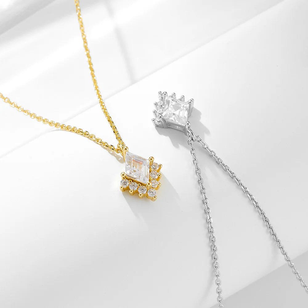Luxury 925 Silver Rhomb Pendant Necklaces