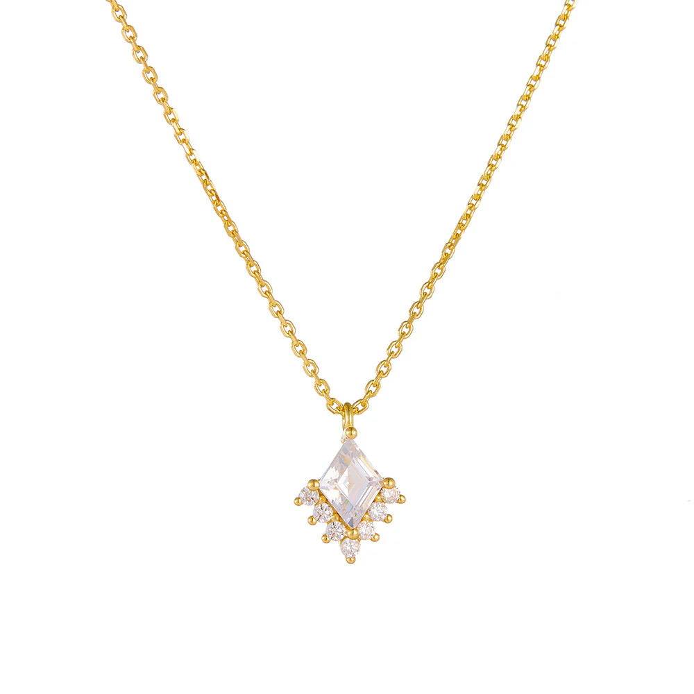 Luxury 925 Silver Rhomb Pendant Necklaces