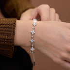 S925 Silver Moissanite Elegant Bangle Clover Bracelet