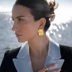 Stainless Steel Geometric Drop Stud Earrings Fashionable Hypoallergenic