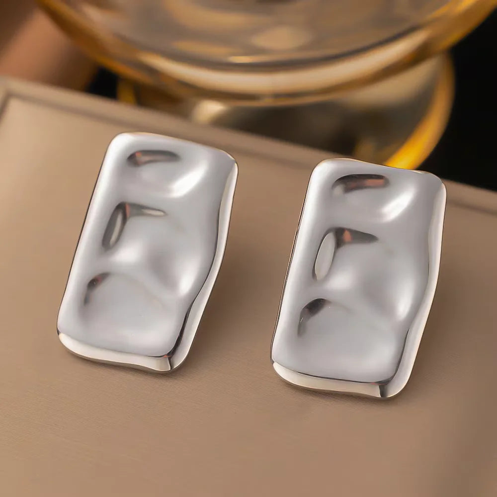 Stainless Steel Geometric Drop Stud Earrings Fashionable