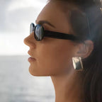 Stainless Steel Geometric Drop Stud Earrings Fashionable