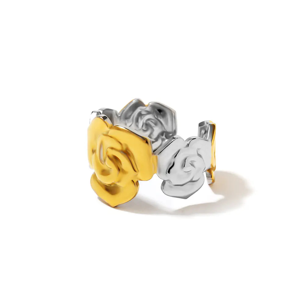 Adjustable Stainless Steel Rose Ring Gold