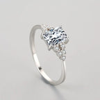 Fashion 925 Silver Rectangle CZ Engagement Rings