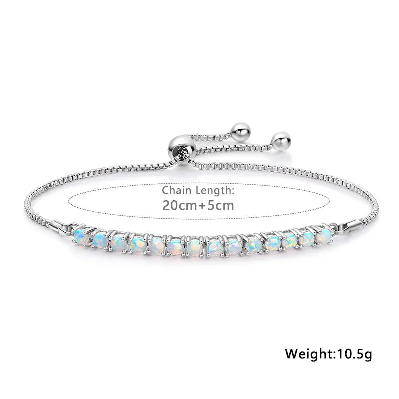 Fashion Style Simple Brass Opal Adjustable Bracelet