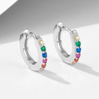 Fashion 925 Sterling Silver Colorful CZ Hoop Earrings