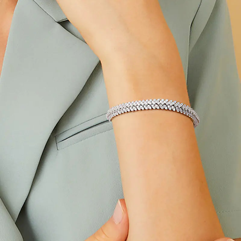 7mm Brass CZ Tennis Chain Bracelet