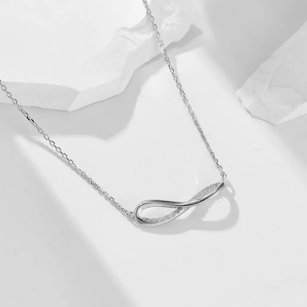 Fashion S925 Sterling Silver CZ Infinity Necklace