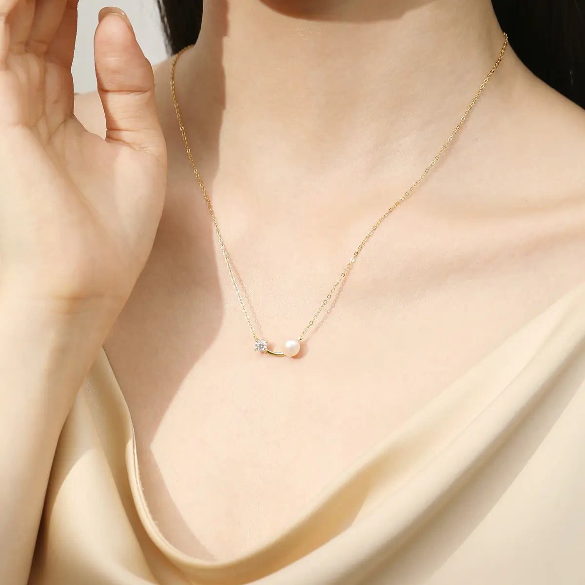 S925 Sterling Silver Freshwater Pearl Moissanite Necklace