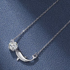 New S925 Silver 1ct Moissanite Dolphin Necklace