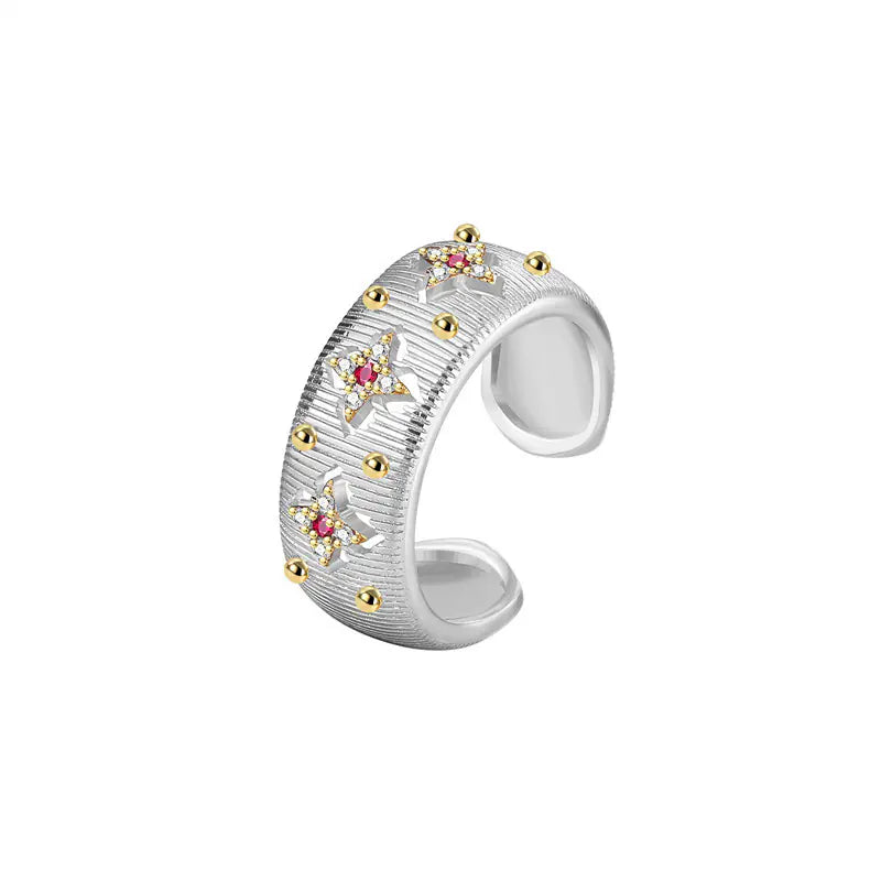 Retro Fashion Brass CZ Adjustable Women Rings