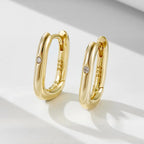 Simple 925 Sterling Silver CZ Hoop Earrings