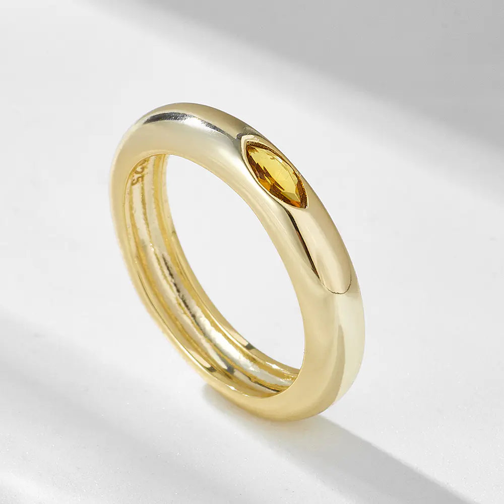 New Trendy S925 Silver Yellow CZ Ring