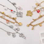 18K Gold Stainless Steel Multi Marine Pendant Necklace