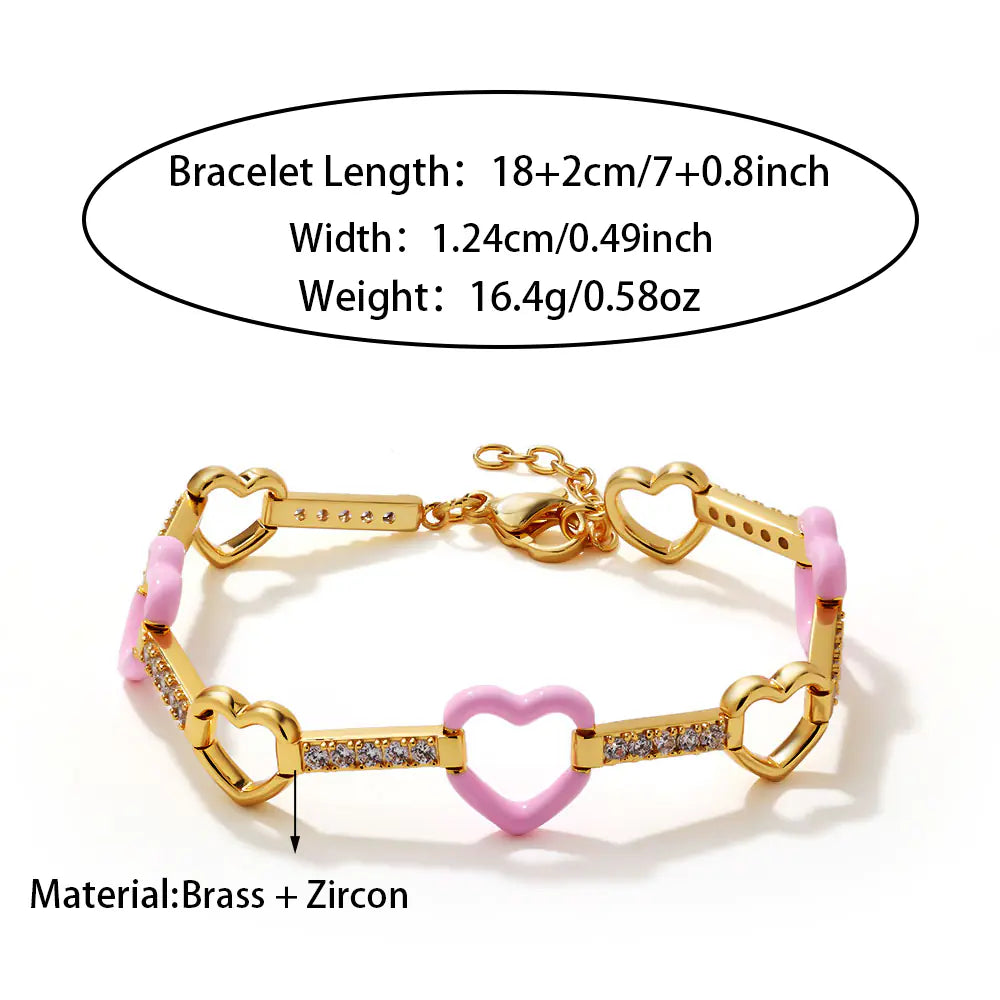 Pink Love Heart Oil Drop Bracelet